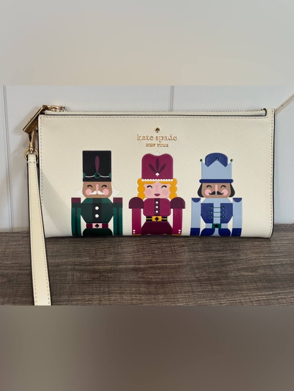 EUC Kate Spade "Oh What Fun" Nutcracker Double Zip Wristlet